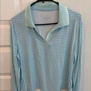 Vineyard Vines Women's Light Blue Striped Performance Polo Size Medium
